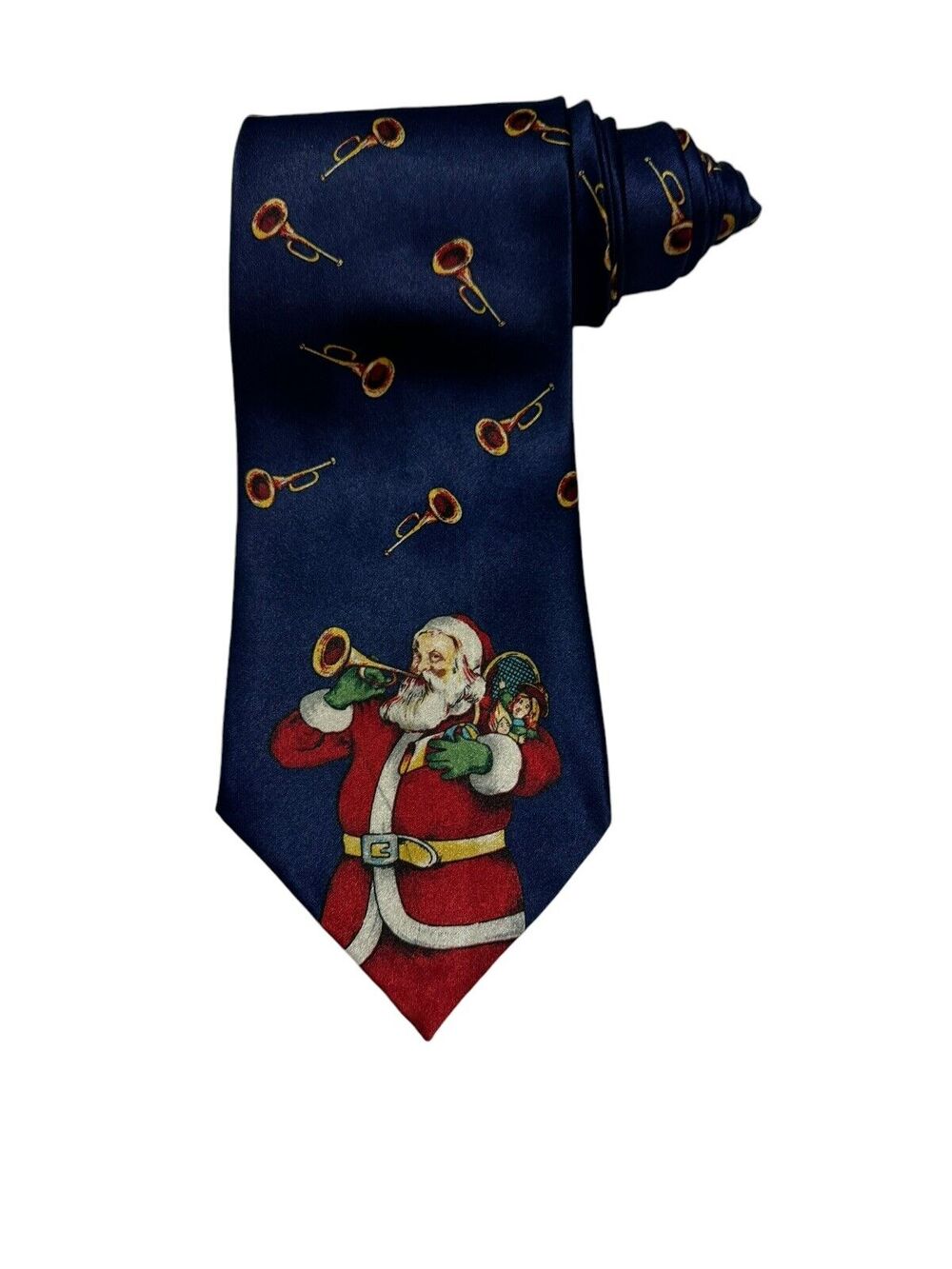 Noel Christmas Santa Claus Trumpets Novelty Holiday Necktie